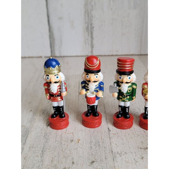 Miniature nutcracker figure set Xmas soldier drummer horn - Picture 2 of 6